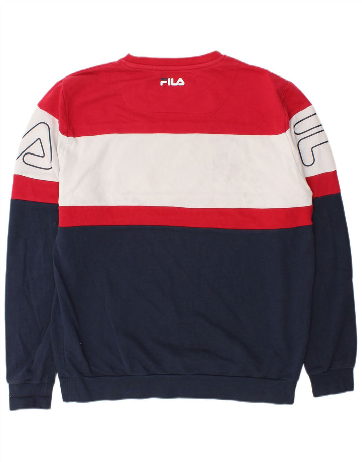 Fila Felpa grafica da uomo Maglione grande in cotone color block multicolore