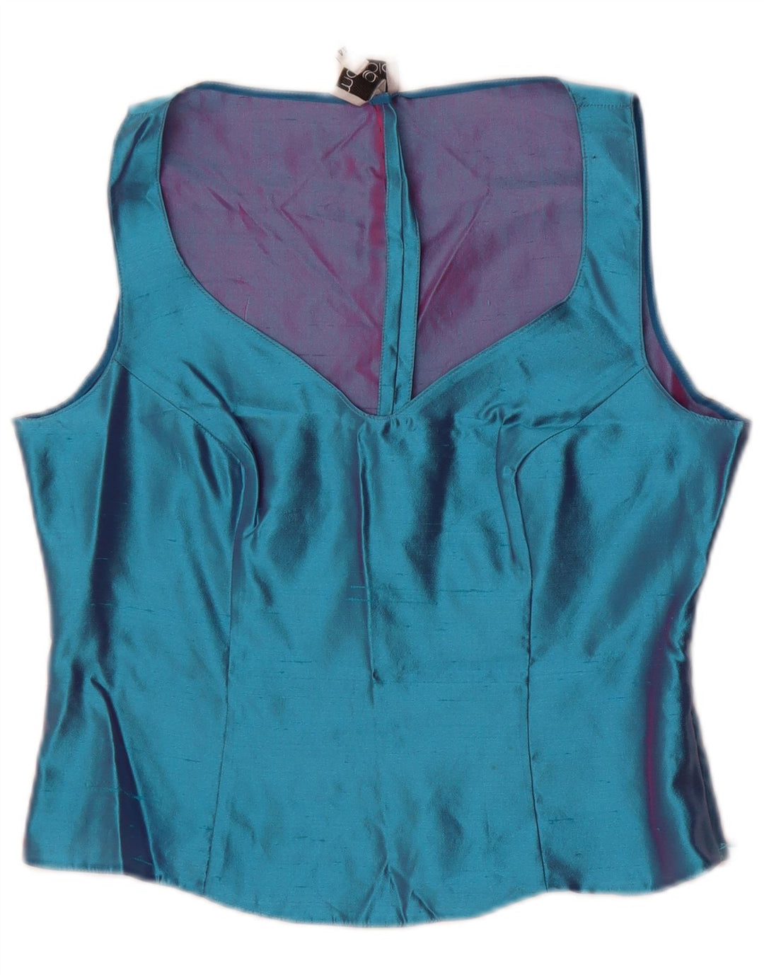 Gai Mattiolo Top Blusa Senza Maniche Donna IT 44 Blu Medio Seta