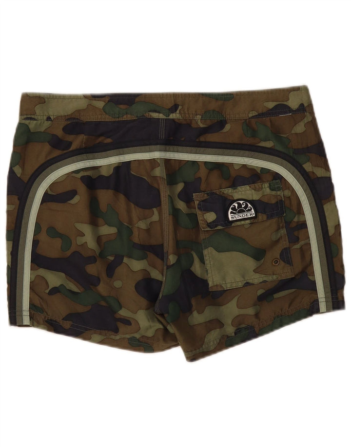 Pantaloncini da bagno da uomo Sundek medio poliestere mimetico kaki