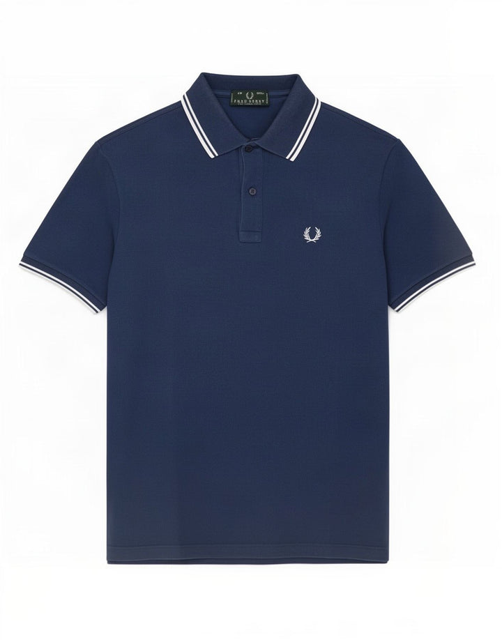 Polo da uomo Fred Perry in cotone blu navy medio