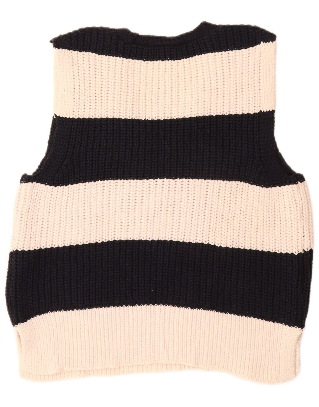 Canottiera da donna Zara UK 14 Poliestere a righe bianco sporco medio