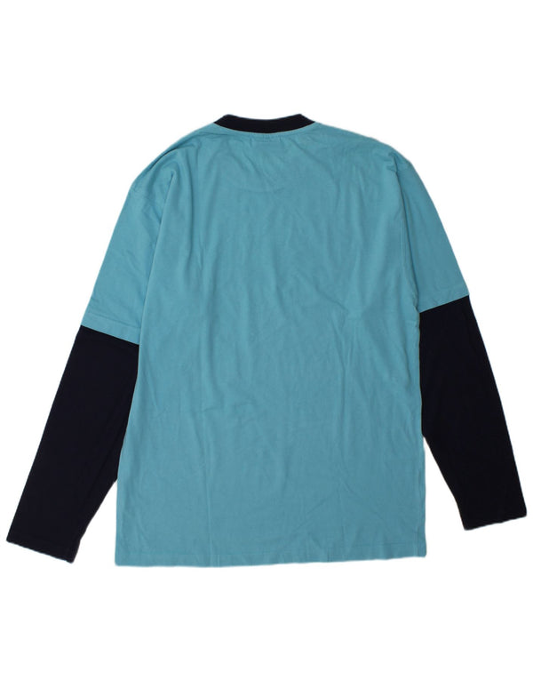 Fila Maglietta grafica da uomo a maniche lunghe grande color block blu