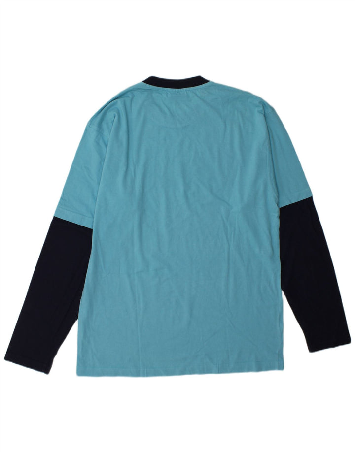 Fila Maglietta grafica da uomo a maniche lunghe grande color block blu