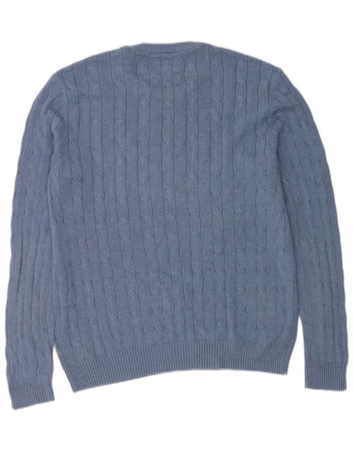 WHITE STUFF Maglione da uomo girocollo grande in cotone blu