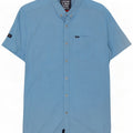 Camicia da uomo a maniche corte Regular Fit Superdry in cotone pied de poule blu medio
