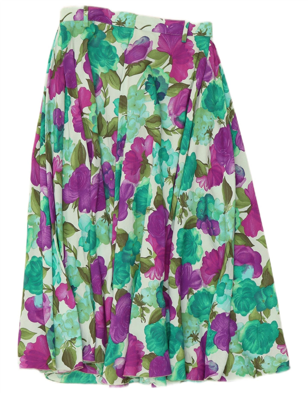 Gonna svasata da donna vintage W26 piccolo motivo floreale multicolore