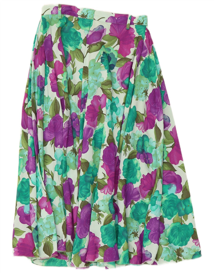 Gonna svasata da donna vintage W26 piccolo motivo floreale multicolore