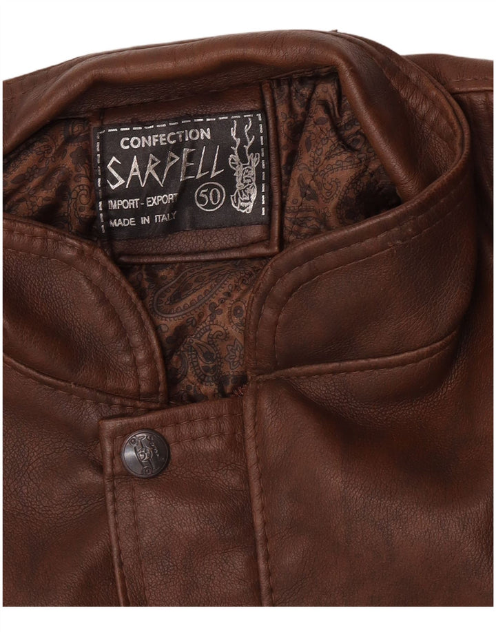 Giacca in pelle vintage da uomo IT 50 grande marrone