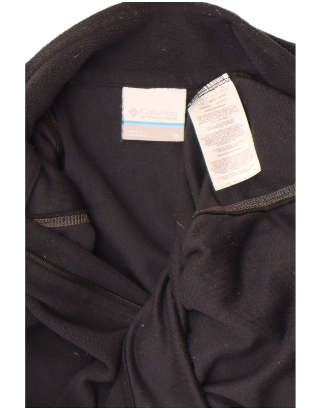 Maglione in pile da uomo Columbia con zip e collo, poliestere nero medio