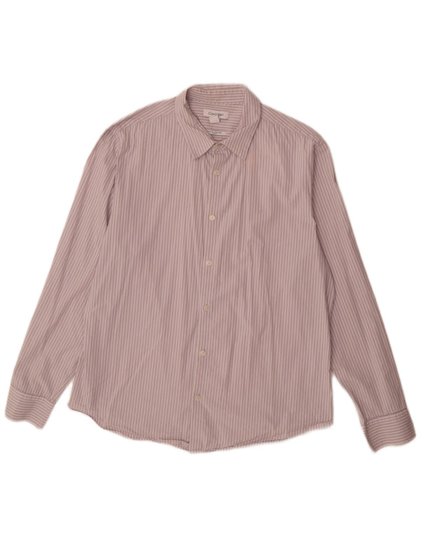 Camicia slim fit da uomo Calvin Klein XL viola gessato in cotone