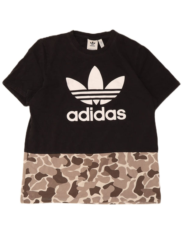 T-shirt grafica da uomo Adidas Top in cotone mimetico nero medio