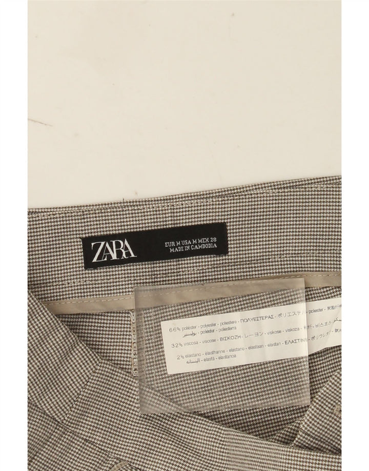 Pantaloni chino slim da donna Zara medi W28 L28 poliestere pied de poule grigio