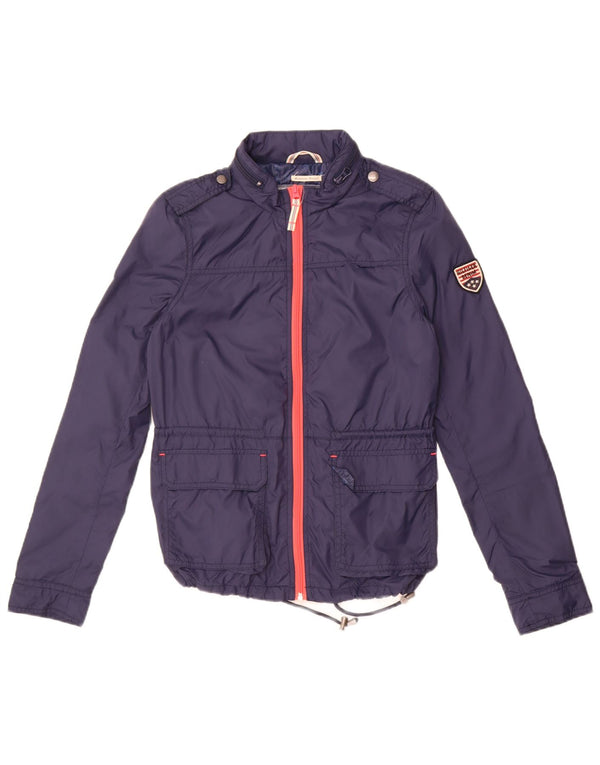 Giacca a vento con cappuccio da donna Tommy Hilfiger UK 10 Small Nylon blu navy