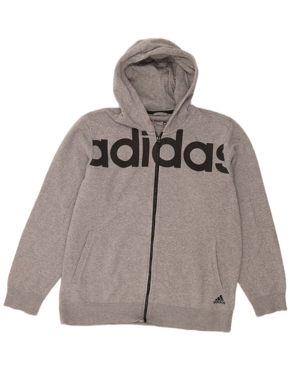 Felpa con cappuccio e zip grafica Adidas da uomo XL in cotone grigio