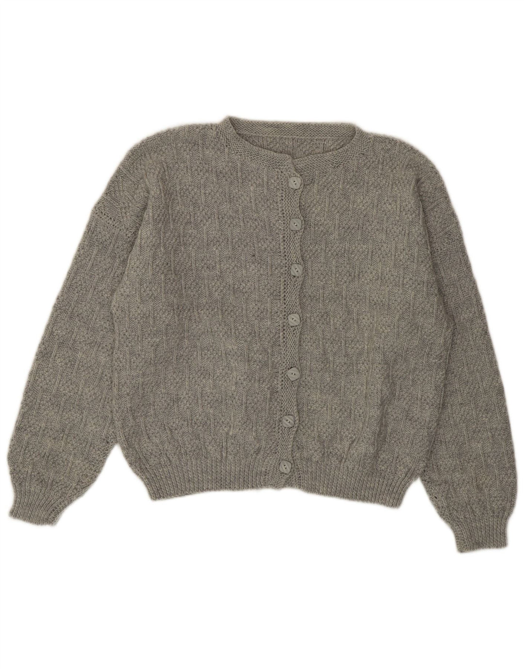 Maglione cardigan da donna vintage UK 14 grande grigio