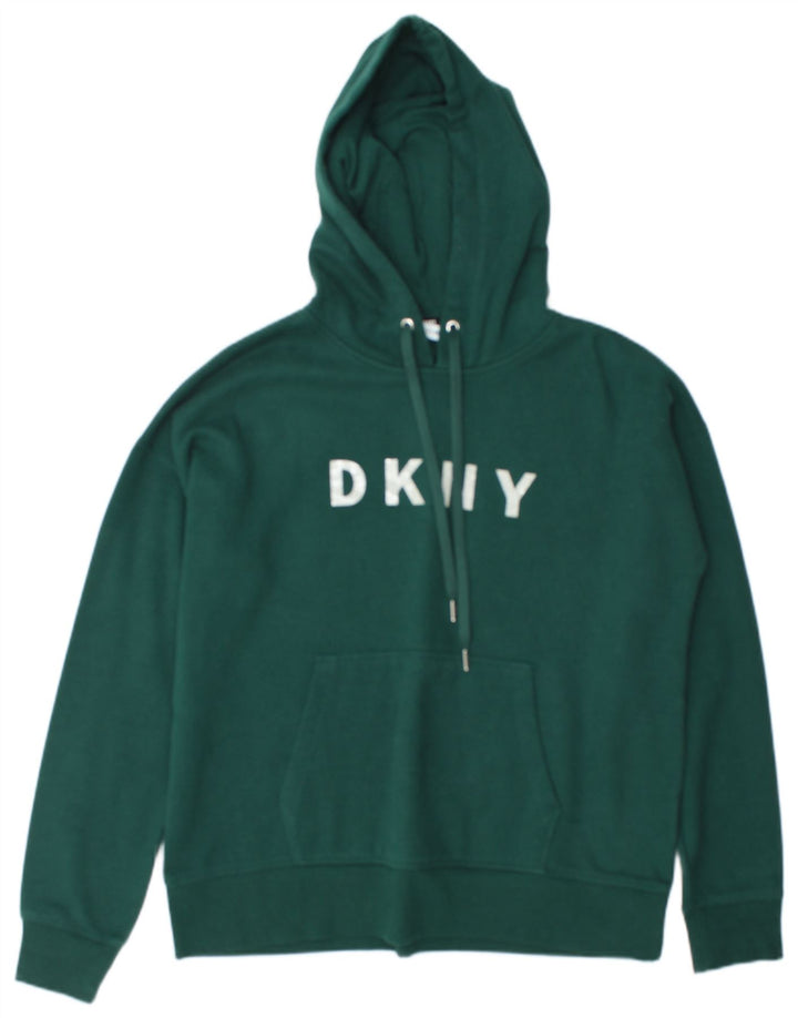 Maglione con cappuccio grafico da uomo Dkny in cotone verde medio