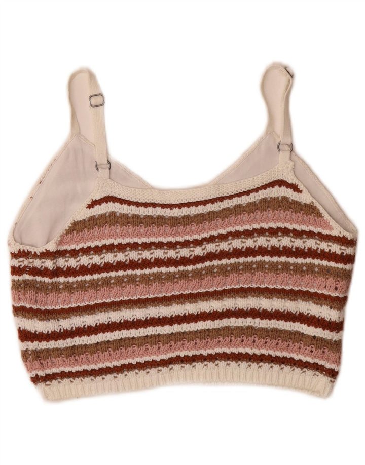 Top corto in maglia da donna Hollister UK 12 cotone a righe multicolore medio