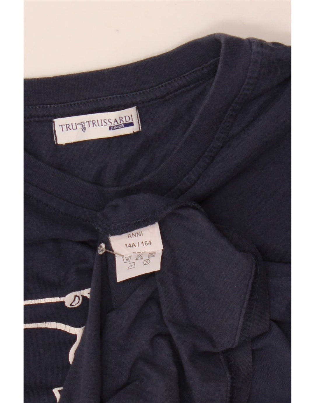 Top Trussardi Grafica Bambino Manica Lunga 13-14 Anni Cotone Blu Navy