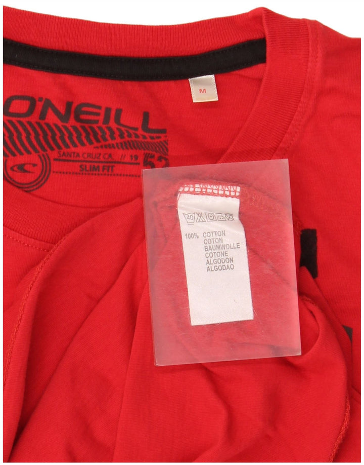 Top grafico da uomo slim fit O'Neill a maniche lunghe in cotone rosso medio