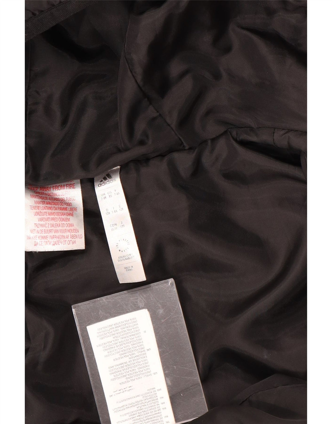 Giacca imbottita con cappuccio ADIDAS per ragazzi 7-8 anni in poliestere nero