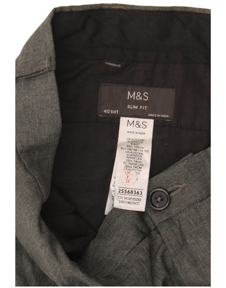 MARKS & SPENCER Pantaloni chino slim fit da uomo W40 L29 poliestere grigio