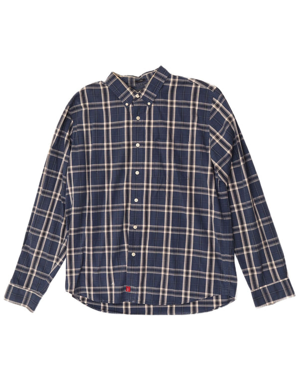 Camicia muscolare da uomo Abercrombie & Fitch XL in cotone a quadri blu navy