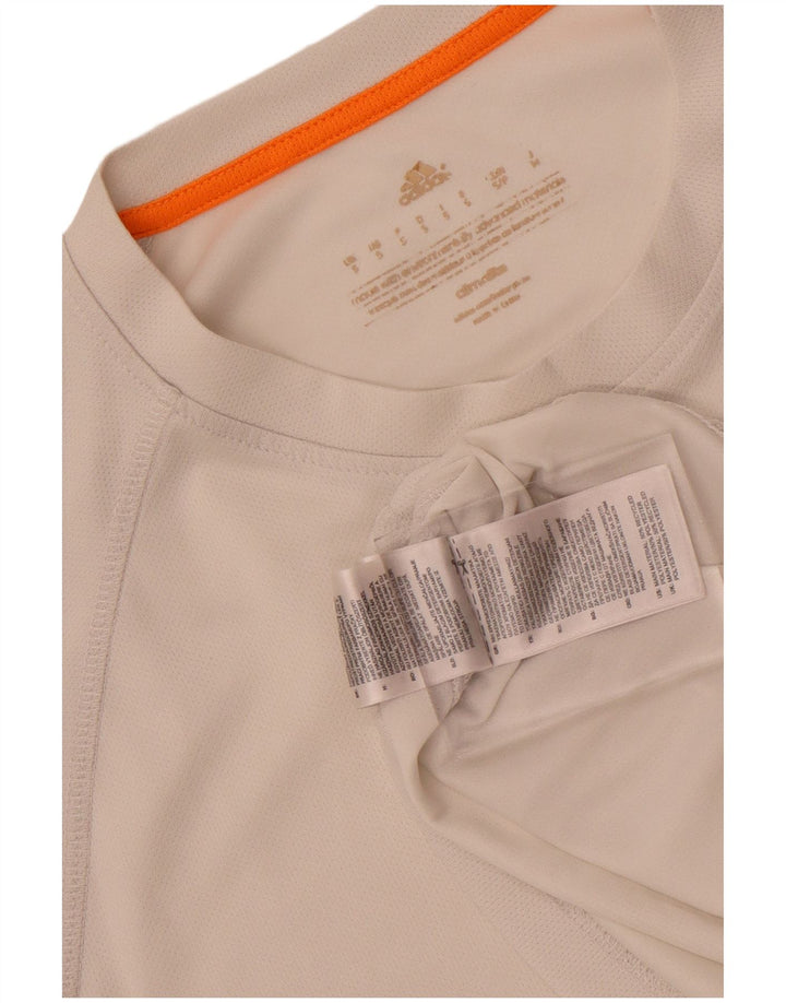 T-shirt Adidas Climalite da uomo piccola in poliestere bianco