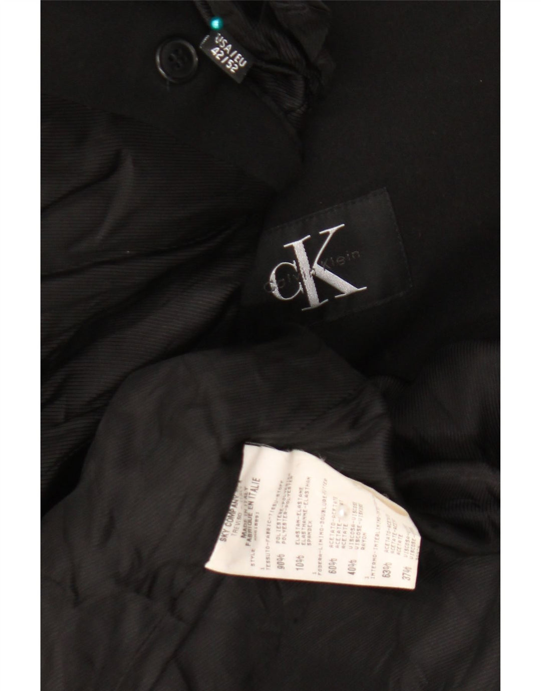 Giacca blazer a 3 bottoni da uomo Calvin Klein IT 52 XL poliestere nero