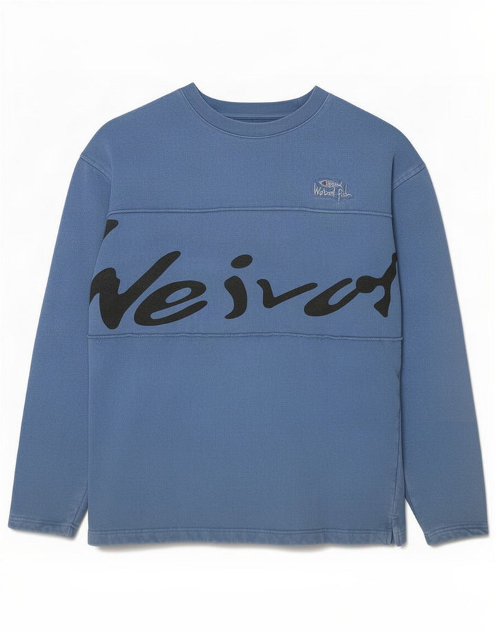 Felpa grafica da uomo Weird Fish, piccola, in cotone blu
