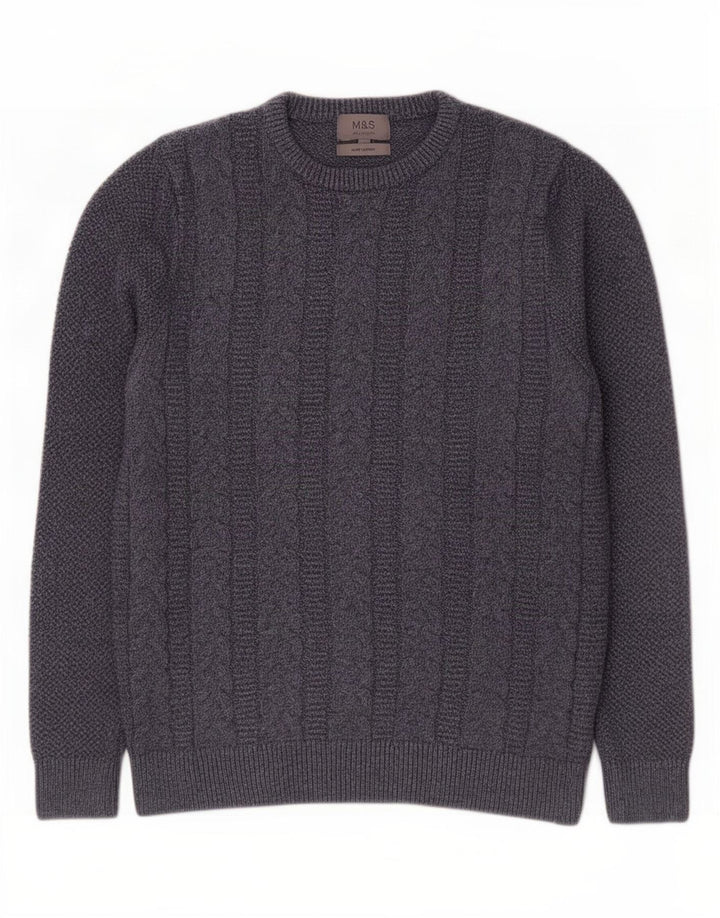 Maglione maglione girocollo da uomo Marks & Spencer cotone medio blu navy