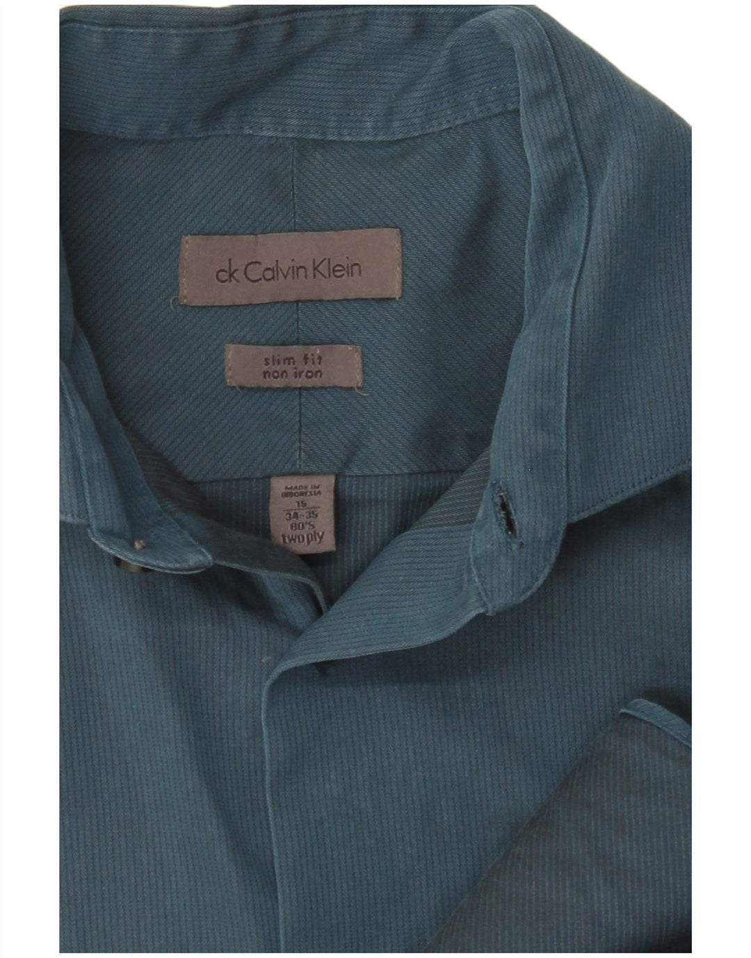 CALVIN KLEIN Camicia da uomo slim fit taglia 15 cotone blu medio