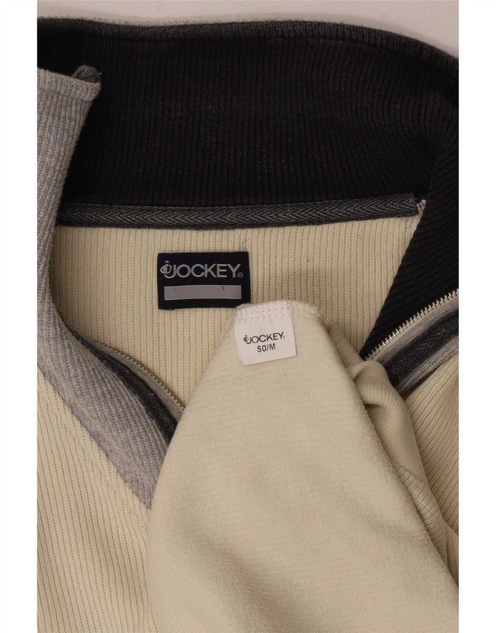 Maglione da uomo Jockey con zip e collo IT 50 Medium Off White Colourblock