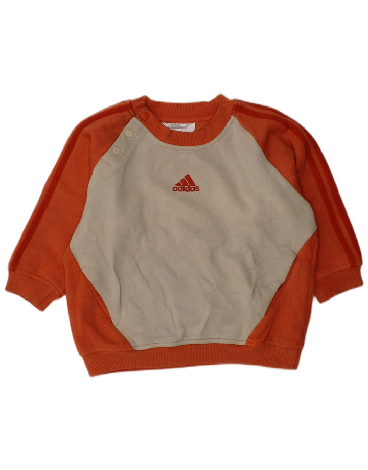 Felpa ADIDAS per neonata, 12-18 mesi, in cotone color block arancione