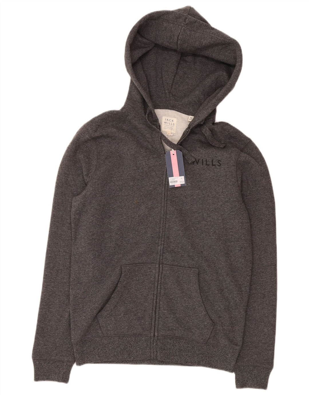 Maglione con cappuccio e zip da uomo Jack Wills in cotone screziato grigio medio