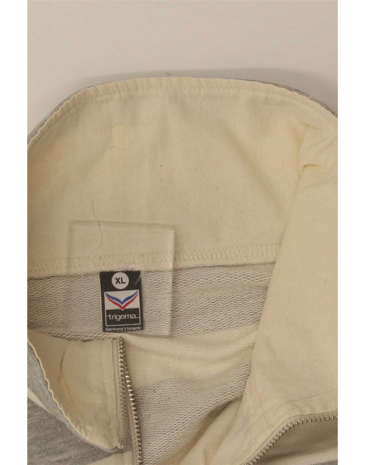 Trigema Felpa da uomo con zip e collo maglione XL in cotone a righe grigie