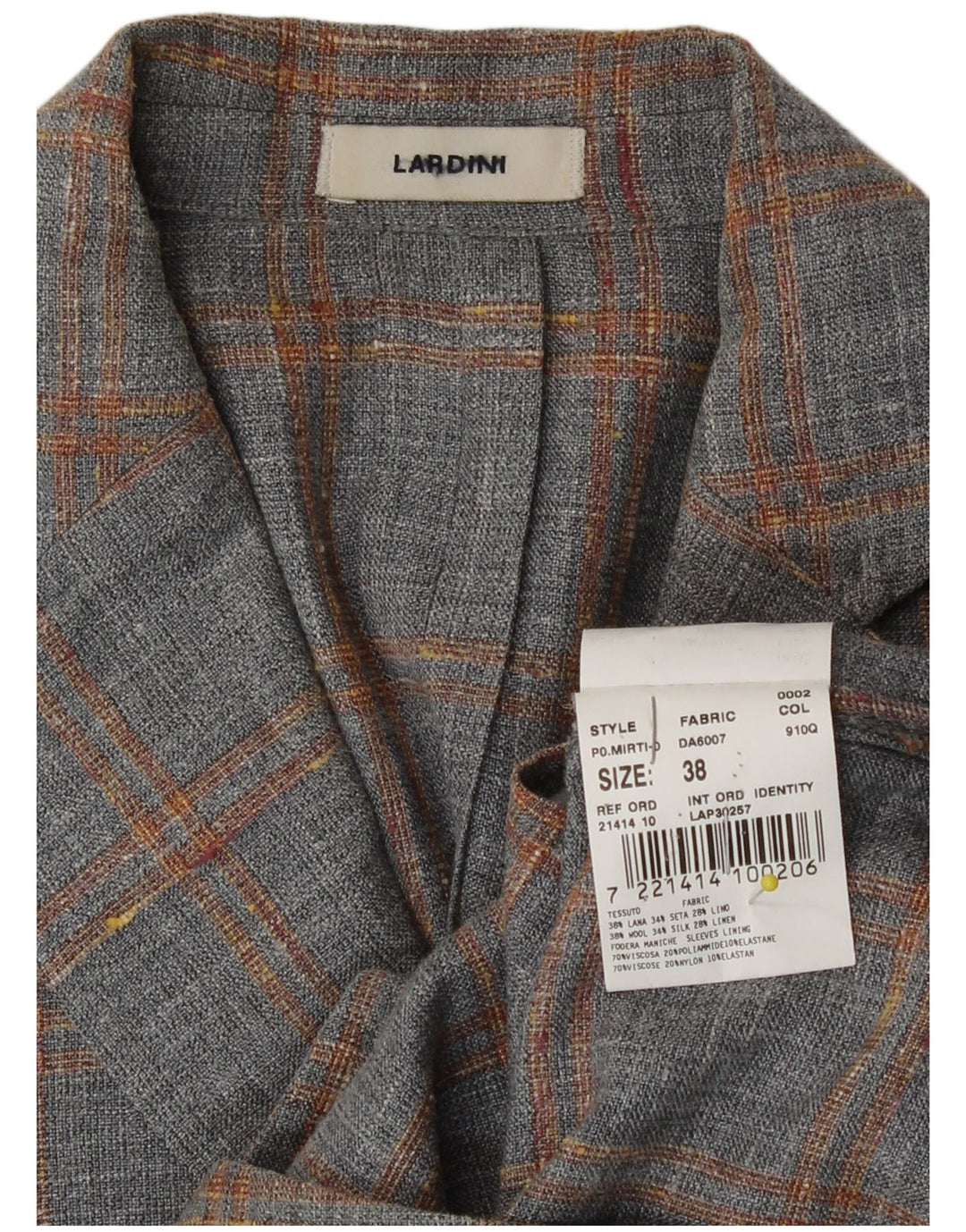 Giacca Blazer da Donna a 2 Bottoni Lardini IT 38 XS Lana a quadri Grigia