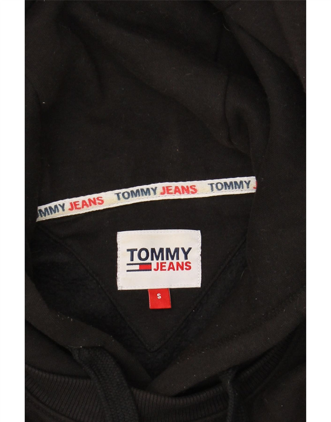 TOMMY HILFIGER Mens Hoodie Jumper Small Black Cotton Vintage Tommy Hilfiger and Second-Hand Tommy Hilfiger from Messina Hembry 
