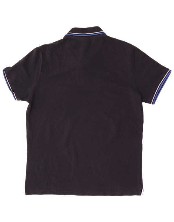 Polo da uomo Champion grande in cotone a righe blu navy