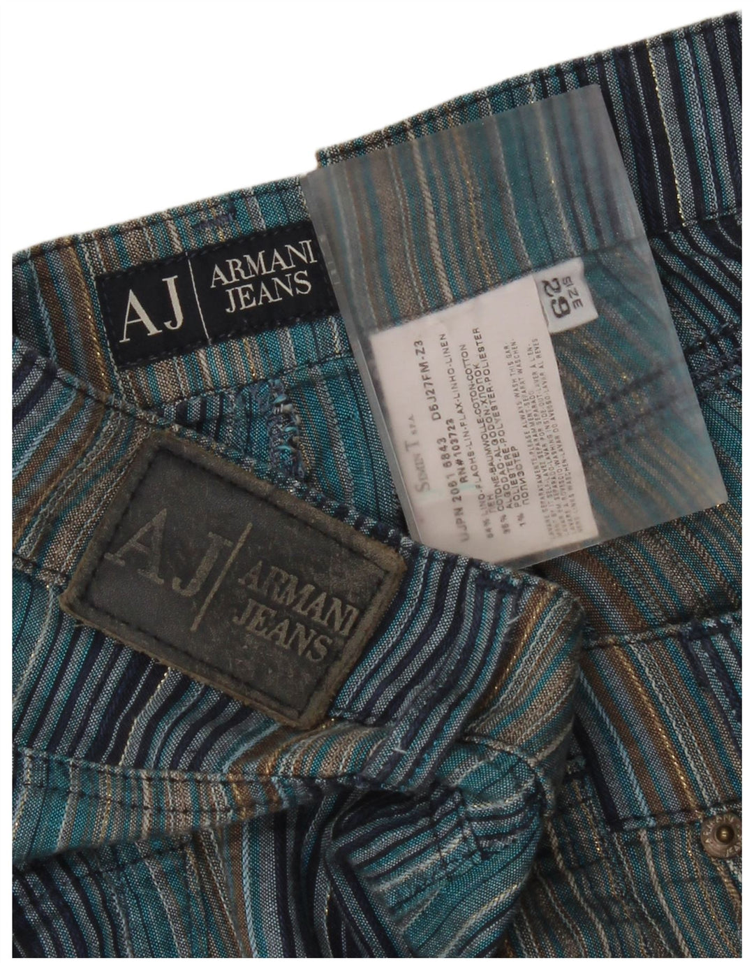 Pantaloni cropped da donna Armani W29 L25 in cotone a righe blu