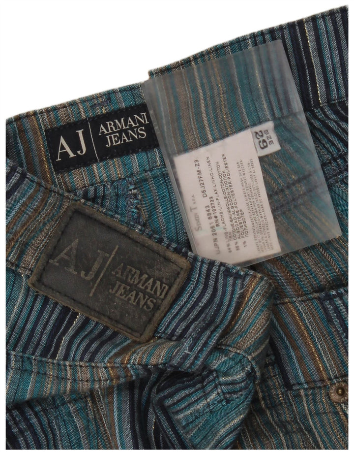Pantaloni cropped da donna Armani W29 L25 in cotone a righe blu