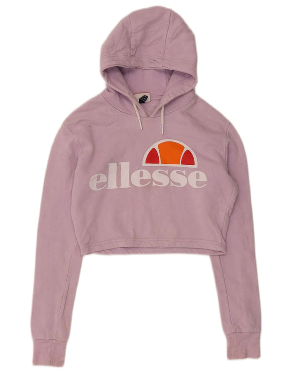 Felpa con cappuccio corta grafica da donna Ellesse UK 4 XS cotone viola