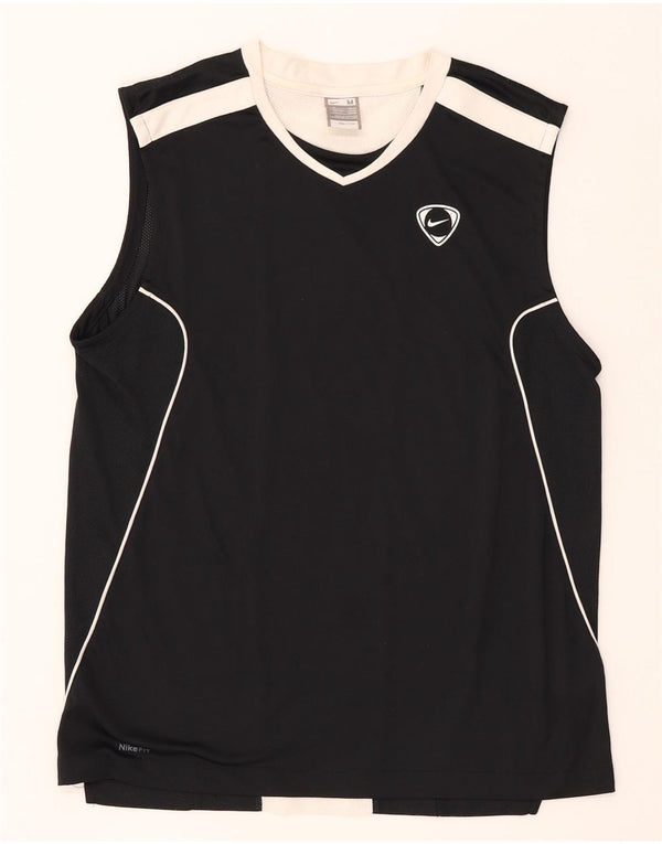 Nike Mens Nike Dri Fit Vest Top UK 39/41 Medium Black Colourblock Polyester