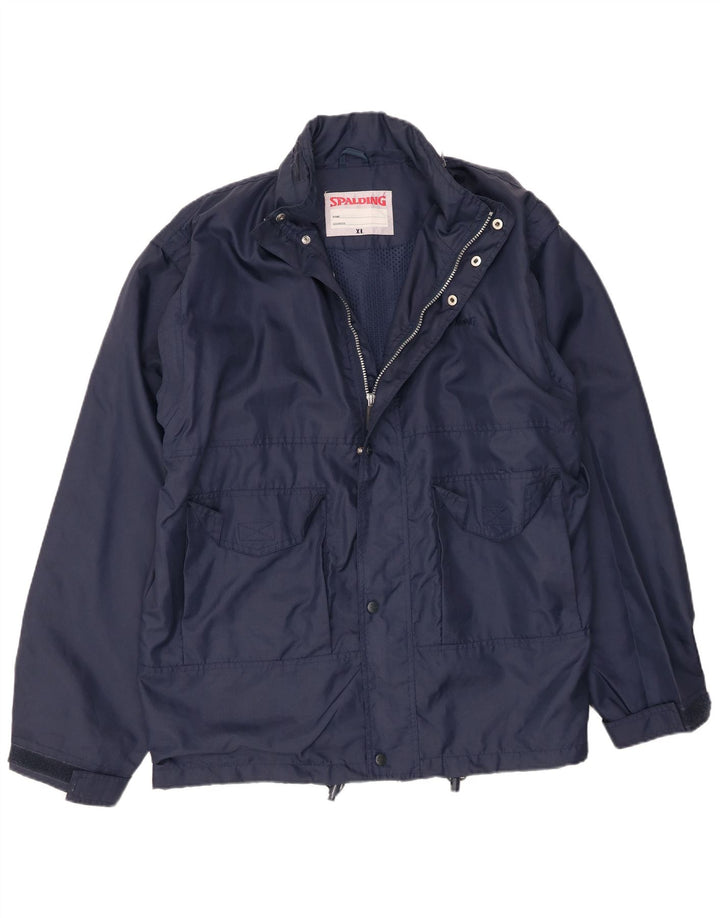 Giacca antipioggia da uomo con cappuccio Spalding UK 42 XL blu navy in poliammide