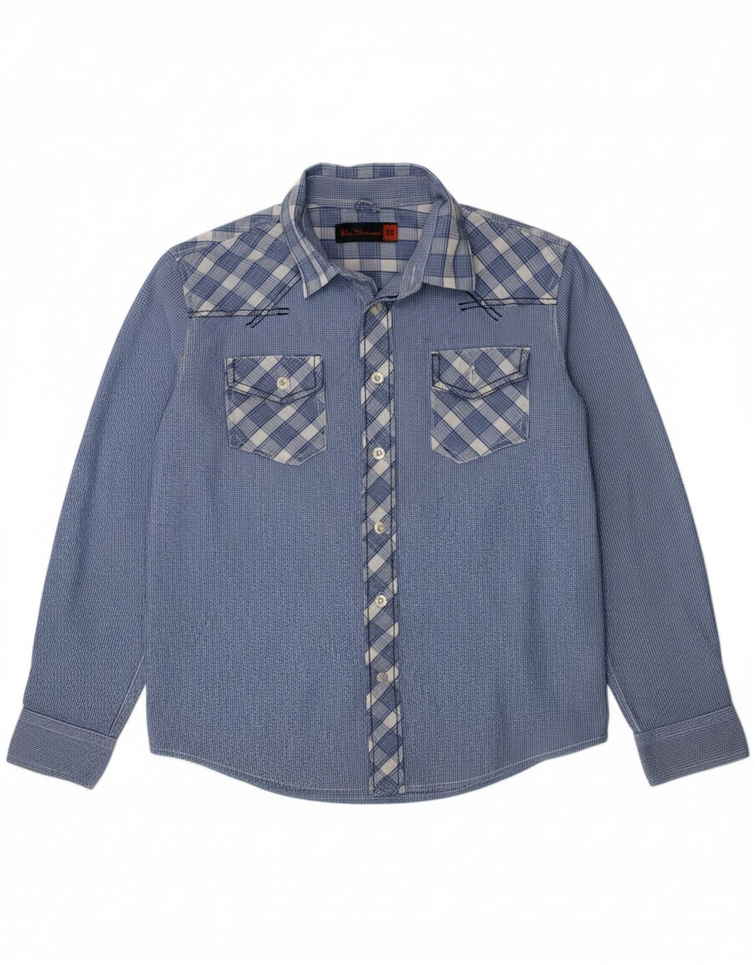 BEN SHERMAN Boys Shirt 8-9 Years Blue Check Cotton