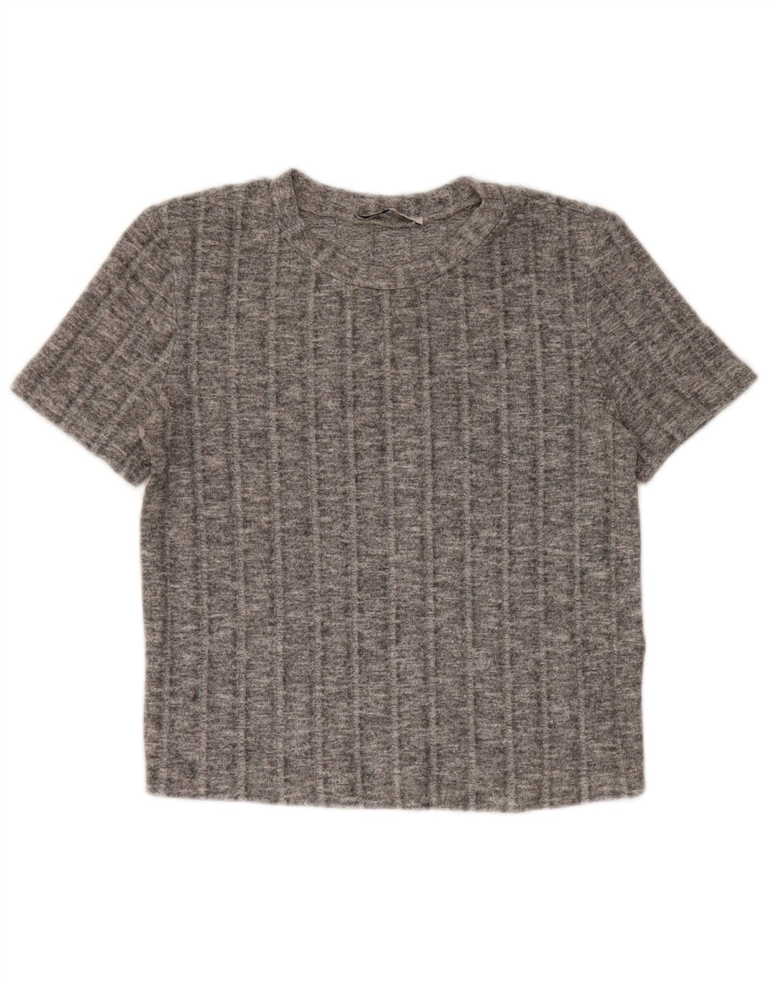 T-shirt corta da donna Zara UK 10 piccola in poliestere chiazzato grigio