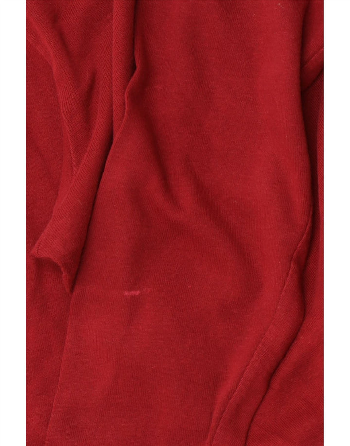 Top da donna LEE manica lunga UK 16 grande rosso cotone
