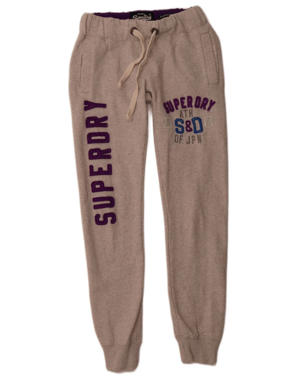 Pantaloni da tuta con grafica da donna SUPERDRY Joggers UK 4 XS Cotone grigio