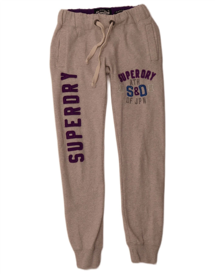 Pantaloni da tuta con grafica da donna SUPERDRY Joggers UK 4 XS Cotone grigio