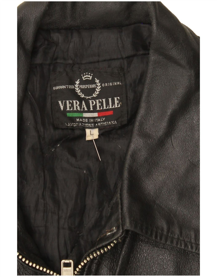 Giacca in pelle vintage da uomo UK 40 grande in pelle nera