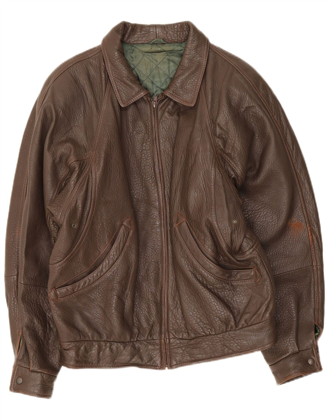 Giacca in pelle vintage da uomo IT 48 Marrone medio